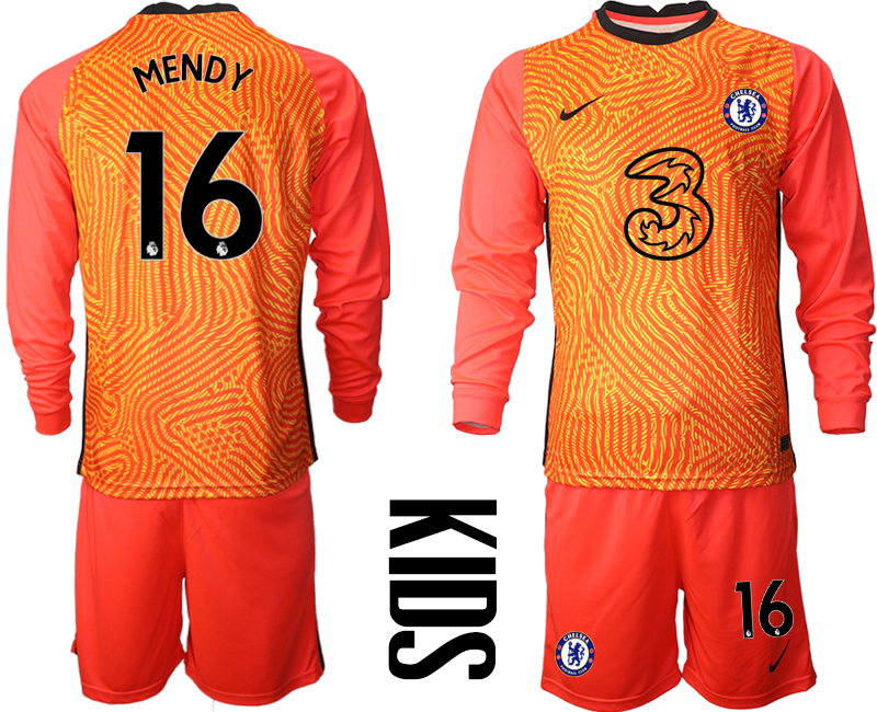 2021 Chelsea red goalkeeper long sleeve Youth #16 soccer jerseys->youth soccer jersey->Youth Jersey